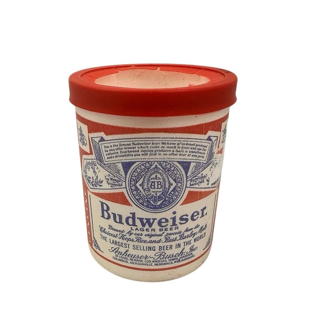 1980s Budweiser Beer Styrofoam Single Can Coozie Koozie Kan Handler Vintage Rare